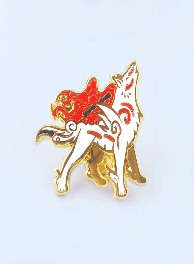 Untitled White Wolf Okami Amaterasu Japanese Mythology Sun Goddess Enamel Pin Novelty Brooch Buttons Jewelry for Jackets Jeans Backpack Cloth Lapel Bag Hat Gift for Anime Lovers Men Women - Image 2